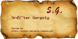Sréter Gergely névjegykártya